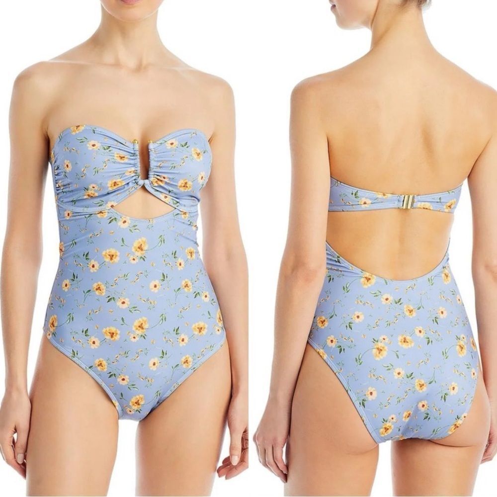 NWT Aqua x Kristopher Brock Floral Blue One Piece Swimsuit- Size Medium